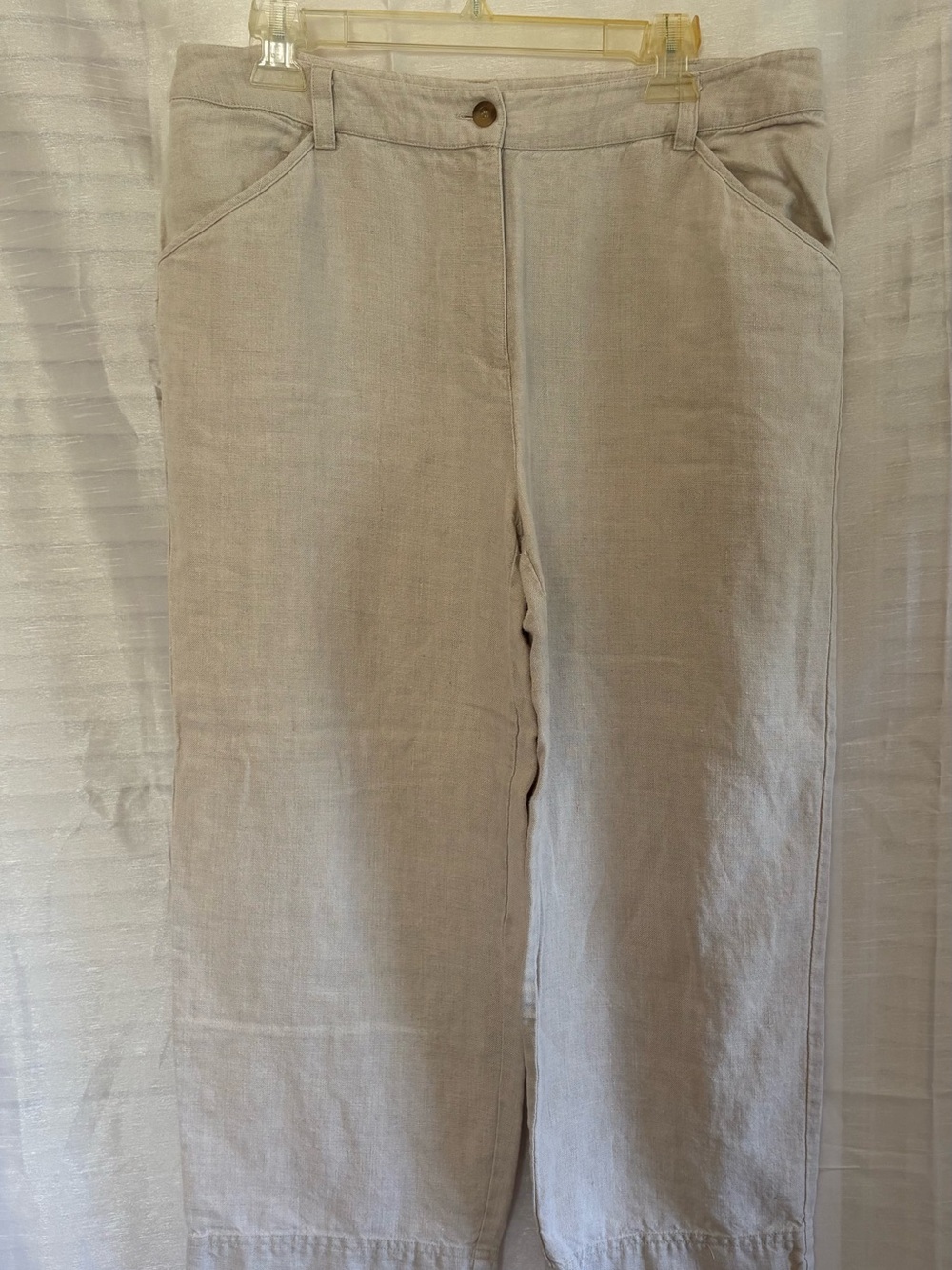 Charter Club Neutral Linen Wide Leg Crop Pants